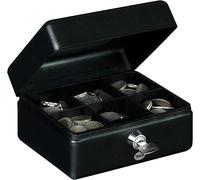 Yale YCB/080/BB2 Caisse à monnaie et billets à clé - Taille Small - Caisse en acier, 6 Compartiments pour ranger et transporter l'argent, 2 clés incluses, Noir