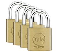 Yale YE1/20/111/4 - Lot de 4 Cadenas Laiton massif 20 mm, 4 clés identiques - pour Valise de Voyage, bagages, Sac à Dos