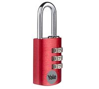 Yale YE3B/32/116/1/BK - cadenas à combinaison en aluminium corps 21×33 mm anse Ø3 mm sans clé sécurité standard intérieur code réinitialisable antivol casier vestiaire