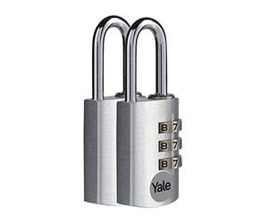 Yale YE3B/32/116/1/BK - cadenas à combinaison en aluminium corps 21×33 mm anse Ø3 mm sans clé sécurité standard intérieur code réinitialisable antivol casier vestiaire