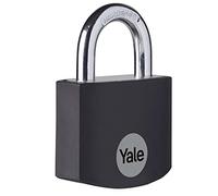 Yale YE3B/32/116/1/BK - Cadenas aluminium 32 mm, anse acier cémenté, noir, 3 clés - Pour casier, boîte à outils, sac..., 32mm