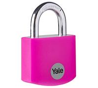 Yale YE3B/32/116/1/P Cadenas de Sécurité Standard Aluminium 32 mm, Rose, Anse Ouverte en Acier Trempé, 3 Clés, Protection Intérieure pour Boîte à Outils, Sac à Dos