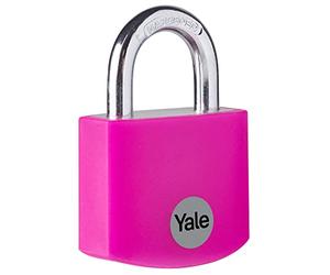 Yale YE3B/32/116/1/P - Cadenas de Sécurité Standard Aluminium 32 mm, Rose, Anse Ouverte en Acier Trempé, 3 Clés, Protection Intérieure pour boîte à outils, Sac à Dos antivol
