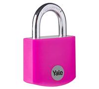 Yale YE3B/38/119/1/P - Cadenas de sécurité standard en aluminium de 38 mm - Rose - Anse ouverte en acier trempé - 3 clés antivol casier vestiaire boîte à outils