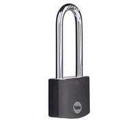 Yale - YE3B/38/156/1/BK Cadenas de sécurité standard en aluminium de 38 mm avec anse longue - Noir - Longue anse en acier trempé - 3 clés