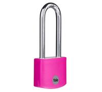 Yale - YE3B/38/156/1/P Cadenas de sécurité Standard 38 mm en Aluminium avec Longue Anse - Rose - Longue Anse en Acier trempé - 3 clés