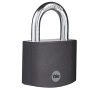Yale - YE3B/50/126/1/BK Cadenas de sécurité standard en aluminium de 50 mm - Noir - Manille ouverte en acier trempé - 3 clés