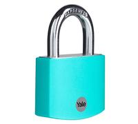 Yale - YE3B/50/126/1/TE Cadenas de sécurité standard en aluminium 50 mm - Bleu sarcelle - Anse ouverte en acier trempé - 3 clés