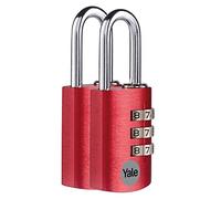 Yale YE3CB/20/121/1/BK - cadenas à combinaison en aluminium corps 29×44 mm anse Ø5 mm sans clé sécurité standard intérieur code réinitialisable antivol casier vestiaire