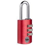 Yale YE3CB/20/121/1/BK - cadenas à combinaison en aluminium corps 29×44 mm anse Ø5 mm sans clé sécurité standard intérieur code réinitialisable antivol casier vestiaire