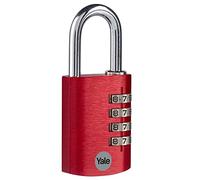 Yale YE3CB/20/121/1/BK - cadenas à combinaison en aluminium corps 38×53 mm anse Ø6 mm sans nse trempée sécurité standard intérieur code réinitialisable antivol casier vestiaire