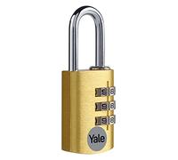 Yale YE3CB/20/121/1/GO - Cadenas aluminium à combinaison 20 mm, anse acier, laiton, code à 3 chiffres - Pour casier, boîte à outils, sac...