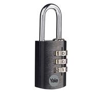 Yale YE3CB/28/126/1/BK - Cadenas aluminium à combinaison 28 mm, anse acier, noir, code à 3 chiffres - Pour casier, boîte à outils, sac...