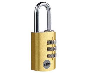 Yale YE3CB/28/126/1/GO - Cadenas aluminium à combinaison 28 mm, anse acier, laiton, code à 3 chiffres - Pour casier, boîte à outils, sac., 28mm