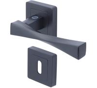 Yale Paire de Poignées de porte sur rosace Verona Noir Mat - Rosaces de fonction Trou de serrure incluses - Carré de 7 mm - Porte intérieure et extérieure, YPP7-V-PC
