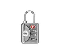 Yale YTP1/32/119/1 - Cadenas TSA à Code Gris avec Combinaison Programmable 3 chiffres homologué TSA 32 mm - Nickelé Brossé - Pour Valise de voyage et Bagage antivol
