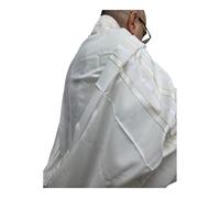 Yaliland Châle de prière en acrylique casher pour homme - Fabriqué en Israël avec tour de cou Atara et Tzitzit certifié, Blanc/doré, 70 - (59"/79")