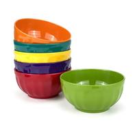 Yalin Lot de 6 bols en mélamine de 15,2 cm, 100 % mélamine, pour céréales, soupe, salade, 820 ml, 6 couleurs assorties, incassables, passent au lave-vaisselle, sans BPA