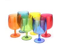 Yalin Lot de 6 verres à vin et à eau empilables incassables en plastique acrylique de 355 ml, gobelets tumblers. (Multicolore, 355 ml)