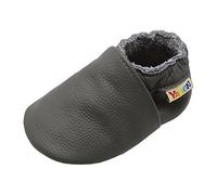 YALION Chaussons Bébé Fille Garçon Enfant Chaussures Cuir Souple Premiers Pas Antidérapantes Semelles en Daim(Gris,18-24 Mois)