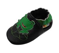 YALION Chaussure Bebe Fille Garcon Antidérapants Chaussons Bébé Cuir Souple Enfant Chaussures Premiers Pas Bébé Garçon Filles (Petite Grenouille Noir, 0-6 Mois)