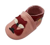 YALION Chaussures Bébé - Chaussons Cuir Souple Premiers Pas - Bébé Fille - Renard (Rose, 24-36 Mois)