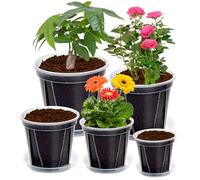 YALIOURS Pots Transparents avec Trou de Drainage,16/15/14/12/10 cm Pots Transparents Renforcés avec Soucoupe, Variety Pack Pot de Plante en Plastique Transparent pour Plante de Semis,Fleur