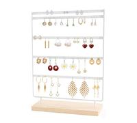 YALiya 110 Trous Organisateur de Boucles d'oreilles - 5 Niveaux Presentoir Bijoux 36 x 25 cm- Support en Bois et Métal Peint- pour Bijouterie/Maison - Montage Facile (Blanc)