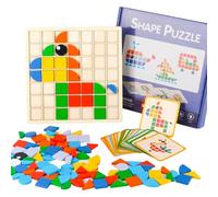 YALiya 135 Pièces de Forme Mosaique Puzzle en Bois Tangram Enfant, Puzzle Enfant 4 5 6 7 Ans, Jeux Montessori, Jeux Educatif 3 4 5 6 Ans,Jouets Montessori Educatifs Cadeaux pour Garçons et Filles