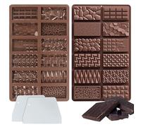 YALiya 2 Pièces Moule Tablette Chocolat Dubai, Moule Barre de Céréales, DIY Moule Chocolat Silicone 12 Cavités avec Grattoir Blanc, pour Chocolat, Barres de Céréales, Gâteaux, Bonbons de Noël