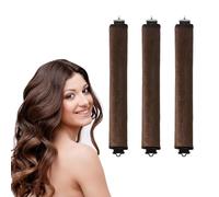 YALiya 3 Pièces Bigoudis Sans Chaleur, DIY Boucleur a Cheveux Sans Chaleur, Bigoudis pour Dormir, pour Grandes Boucles Outils de Coiffure Bricolage Cheveux Longs(Brun)