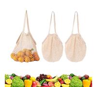 YALiya 3 Pièces Filet Provision en Maille, 70cm Sacs de Courses Réutilisables en Maille de Coton, Sacs à Provisions Coton Grand, Filets de Courses Mailles Pliable, pour Shopping Fruit Légume