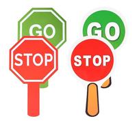 YALiya 4 Pièces Panneau Stop and Go avec Poignée - Signalisation Routière Étanche pour Passage Niveau Feu Rouge Vert - Double Face pour Enfants Enseignement la Sécurité Routière