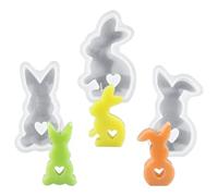 YALiya Moules En Silicone Lapin Pâques, 3 Pièces Moule Silicone Resine Epoxy, Moule en Plâtre, pour Plâtre, Bougies à La Cire De Soja, Savons, Bougies, Artisanat