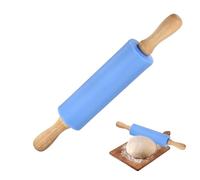 YALiya Rouleau a Patisserie en Silicone, Rouleau à Pâtisserie avec Poignées en Bois, Antiadhésif Surface, 31CM×4,2CM, pour la Cuisson de Pizzas, Pate, Gateau, Pâtes