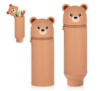 YALiya Trousse Kawaii Animaux, Trousse Ecole 2 en1 en Silicone Souple, Fermeture Eclair Crayon, Peut Contenir des Crayons, des Stylos, des Gommes, des Règles et d'autres Articles de Papeterie
