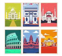 YALKIN 6 Packs de kits de peinture par numéros pour adultes, kits de peinture par numéros sur toile, peinture à l'huile colorée DIY sans cadre, décoration murale à la maison 25x35cm/9.8x13.8in