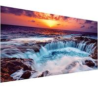 YALKIN Cascade Grand Kit de Peinture Diamant (35,5x 15,8in), 5D Full Round Drill Diamond Art Painting, Gem Art Home Décoration Murale, Grande Taille Décoration Murale Esthétique