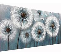 YALKIN Kit de peinture diamant 5D pour adultes (35,4 x 15,7 pouces), perceuse ronde complète 5D Gem Arts Peinture fleur de pissenlit par kits d'art diamant pour décoration murale, cadeau de détente