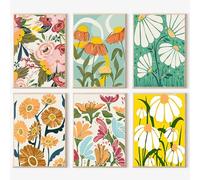 YALKIN Lot de 6 kits de peinture par numéros pour adultes, peinture à l'huile acrylique facile par numéro, kit de peinture à l'aquarelle à fleurs sur toile sans cadre pour décoration murale