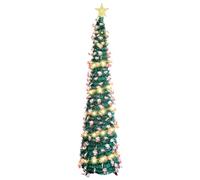 Yallmie 150cm/5ft Sapin de Noel Artificiel Pliable Lumineux Arbre Noel avec 50 LED, Sapin Noel Pop Up Slim Sapin de Noel Spirale Support de Pied Pliable pour Paillette décoration de noël (Père Noël)