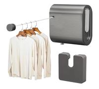 Yallmie 4,2m Corde a Linge Retractable, Fil a Linge Retractable Mural Anti-Affaissement, Fil Linge Retractable en Acier Inoxydable 304, Etendoir Linge Interieur Mural pour Balcon, Charge 20kg (Gris)