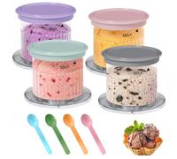Yallmie 4 Pièces Récipients à Crème Glacée de Rechange, Bacs de Rechange pour Sorbetière Cuisinart Compatibles avec ICEFD10E Contenants de Stockage de Glace Coupes de Stockage de Crème