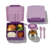 Yallmie Bento Lunch Box, 1700ml Boîte à Déjeuner Boîte à Repas avec 4Compartiments et des Couverts Anti Fuite Bento Box pour Micro-onde Lave-vaisselle, École Pique-Nique Travail