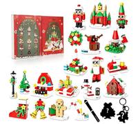 Yallmie Lot de mini blocs de construction de Noël, 24 jours, compte à rebours, 6 en 1, 561 pièces, briques de Noël à faire soi-même, jouets pour garçons et filles, cadeaux de Noël