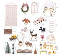 Yallmie Porte Lutin De NoëL, 42 PièCes Maison Lutin Farceur De Noel Accessoires Porte Lutin Farceur De Noel DéCoration De NoëL Miniature Porte Elfe De NoëL Magie Kit Porte FéE Miniature DIY Cadeau