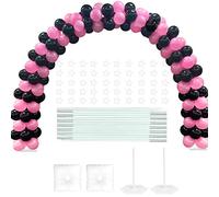 YALLOVE 6.4m Balloon Arch Stand Kit avec Un Cadeau de 3 décorations en métal Miroir (Amour, étoile, Coeur), Combinaison Libre en Largeur et Hauteur (par Exemple 3m x 2.2m)