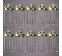 YALLOVE Centres Acrylique Mariage Vase, Lot de 10 pièces 40 cm, Support Fleur Centre de Transparentes Vase pour Décorations Table Mariages Fête, Support Présentoir Pièce Maîtresse Colonne Géométrique