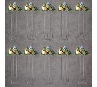 YALLOVE Centres Acrylique Mariage Vase, Lot de 10 pièces 80 cm, Support Fleur Centre de Transparentes Vase pour Décorations Table Mariages Fête, Support Présentoir Pièce Maîtresse Colonne Géométrique