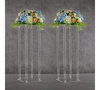 YALLOVE Centres Acrylique Mariage Vase, Lot de 2 pièces 60 cm, Support Fleur Centre de Transparentes Vase pour Décorations Table Mariages Fête, Support Présentoir Pièce Maîtresse Colonne Géométrique